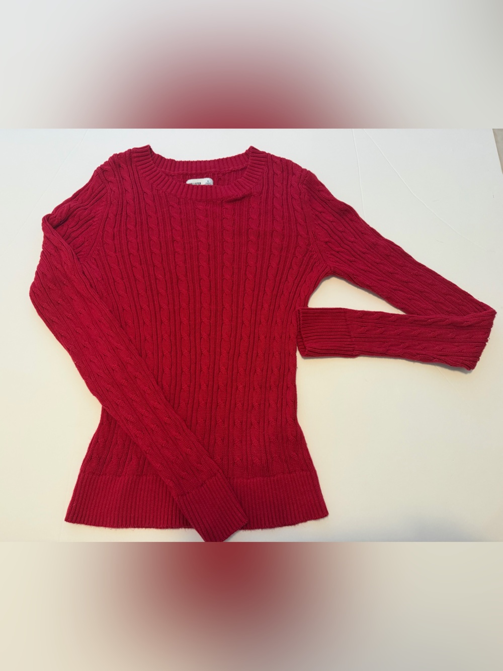 Hollister Red Cable-Knit Crewneck Sweater